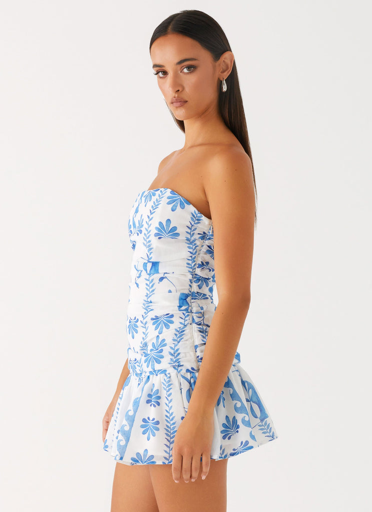 Carmel Mini Dress - Floral Wave