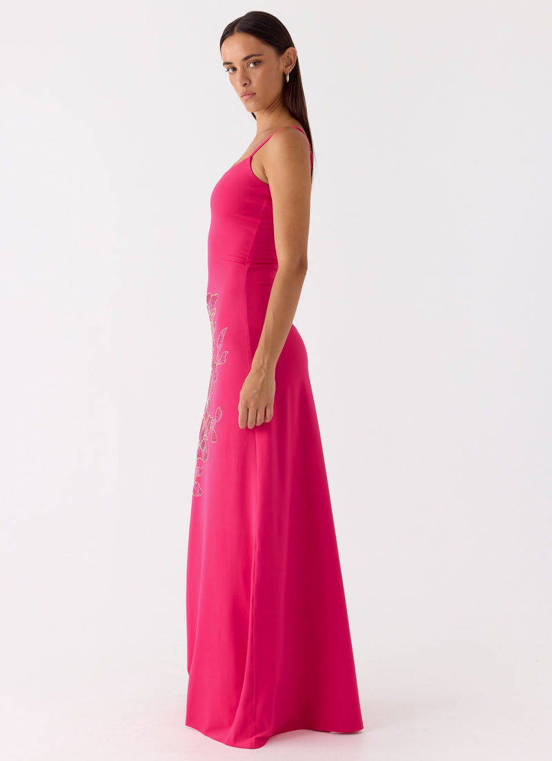 Carmine Embellished Maxi Dress - Fuchsia