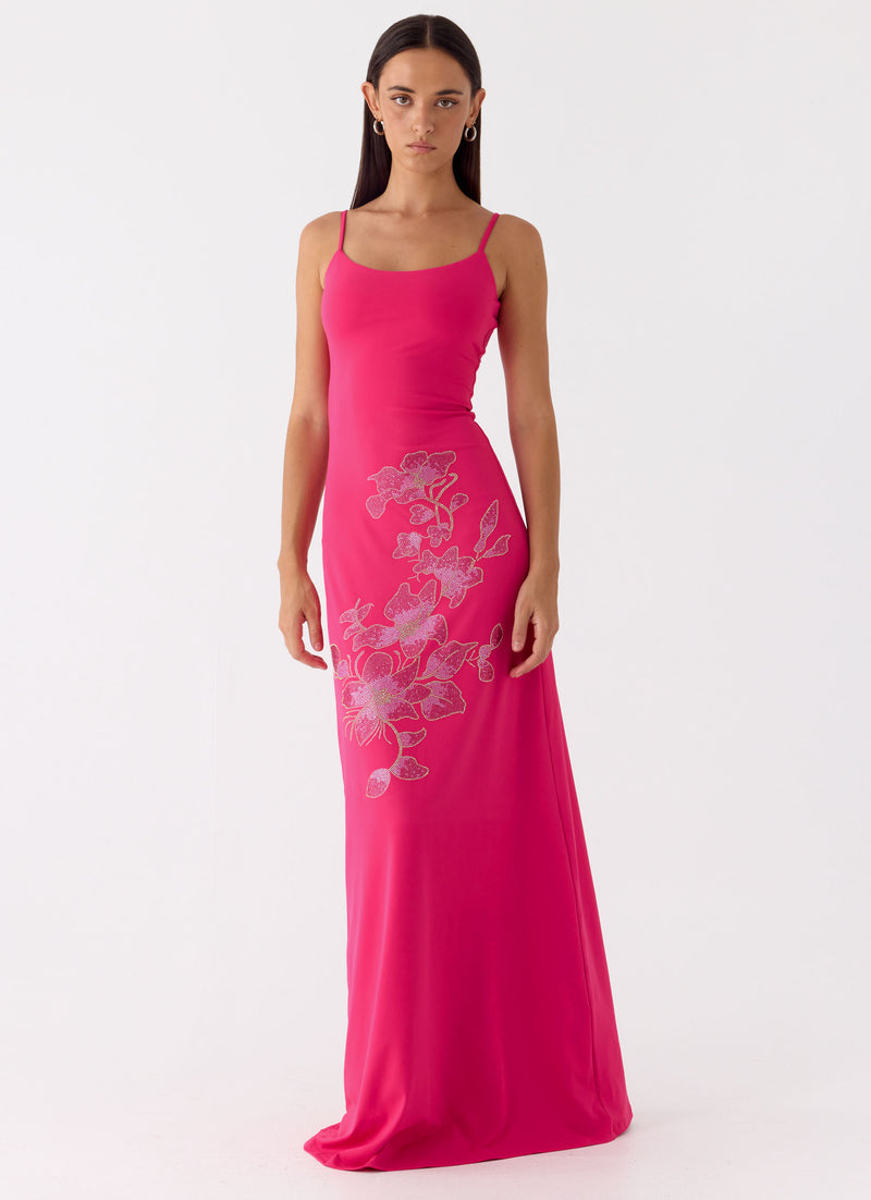 Carmine Embellished Maxi Dress - Fuchsia