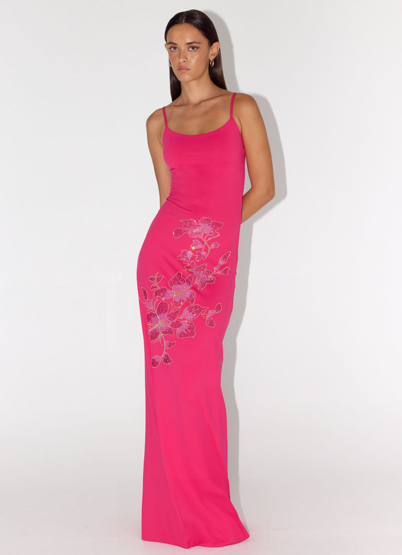 Carmine Embellished Maxi Dress - Fuchsia
