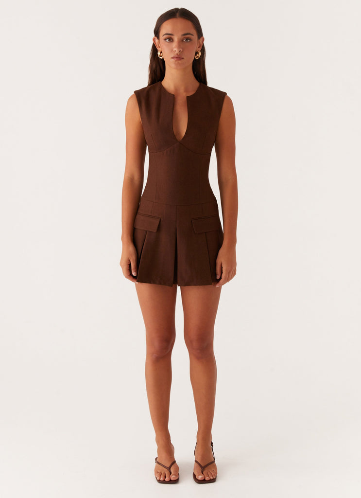 Cassia Mini Dress - Brown