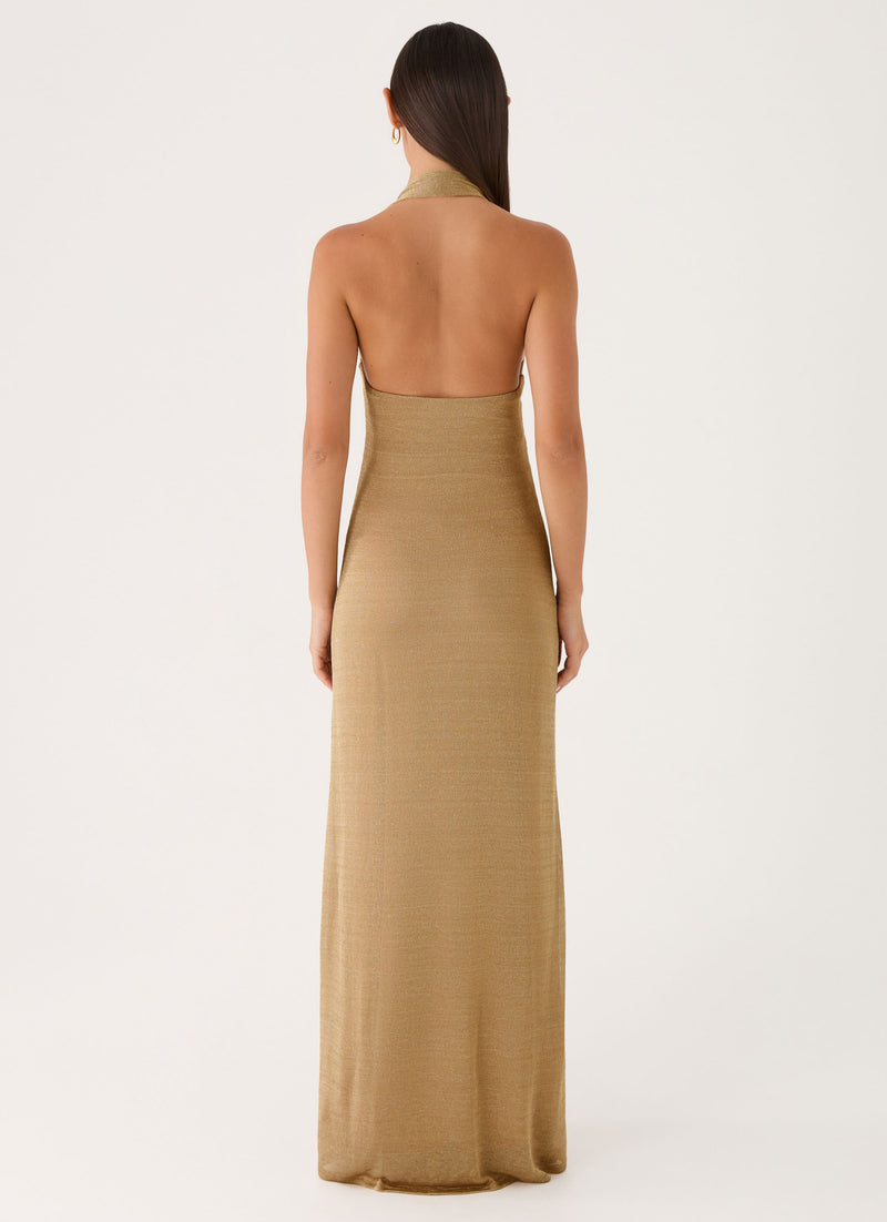Cassira Shimmer Maxi Dress - Shimmer Gold
