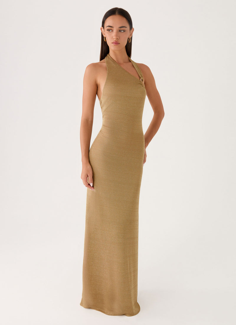 Cassira Shimmer Maxi Dress - Shimmer Gold