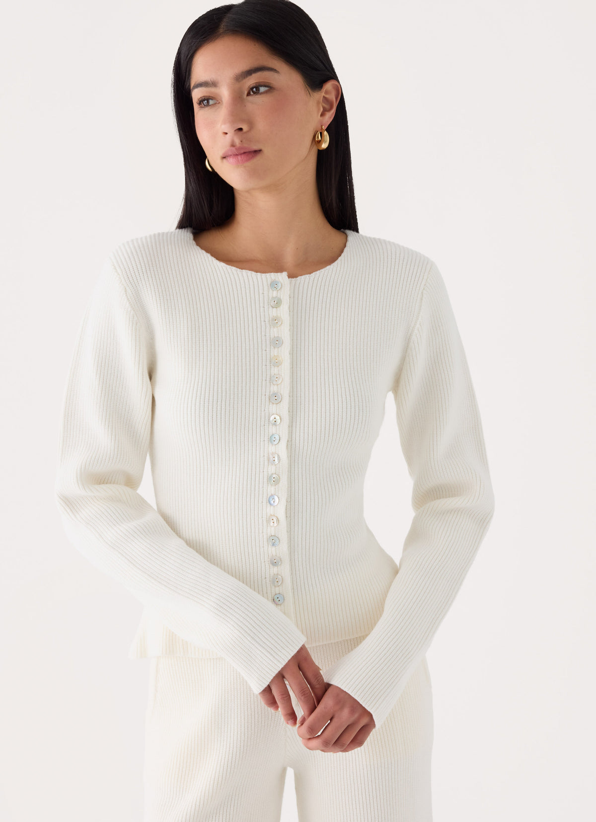 Cauaria Button Up Cardigan - Ivory