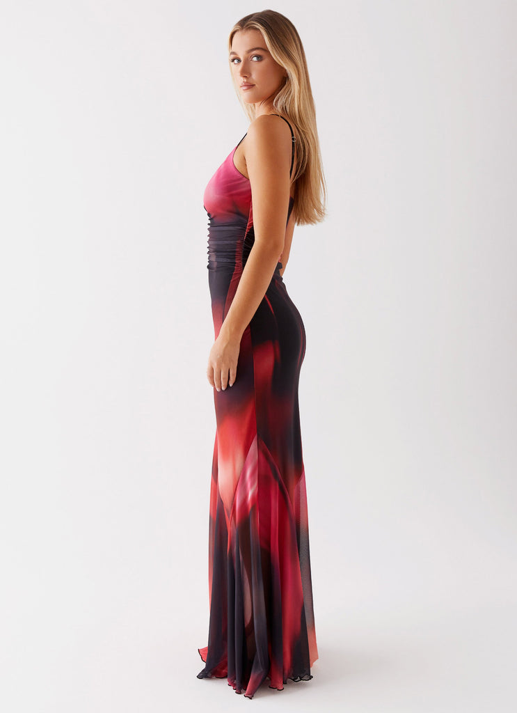 Womens Charley Maxi Dress in the colour Pink Print in front of a light grey background