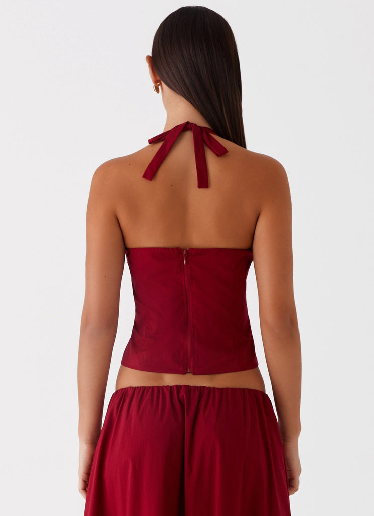 Cheryl Bustier Halter Top - Cherry Red