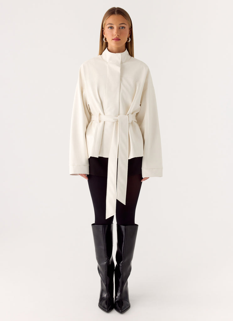 City Light Tie Waist Trench Jacket - Ivory
