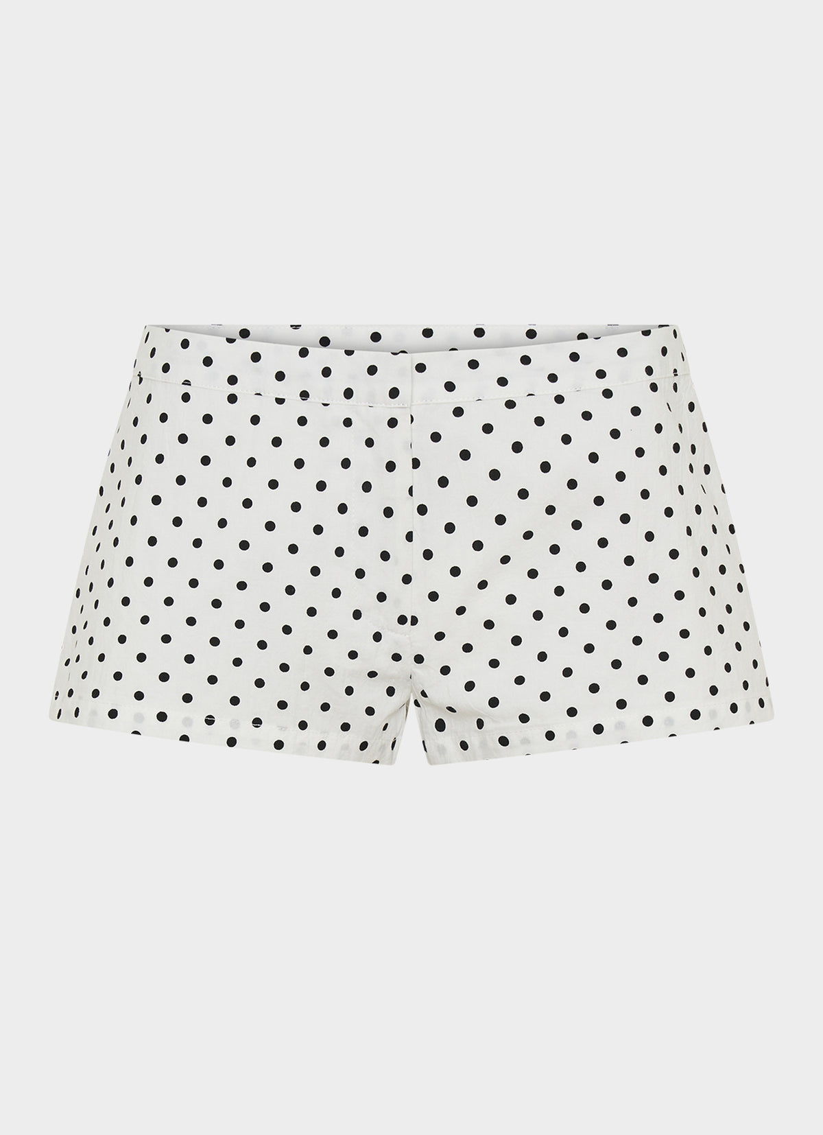 Coastline Cotton Micro Mini Shorts - White Polka Dot