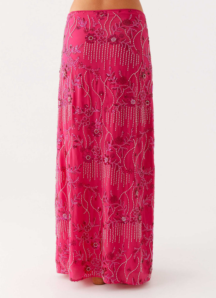 Corinna Low Rise Sequin Maxi Skirt - Fuschia