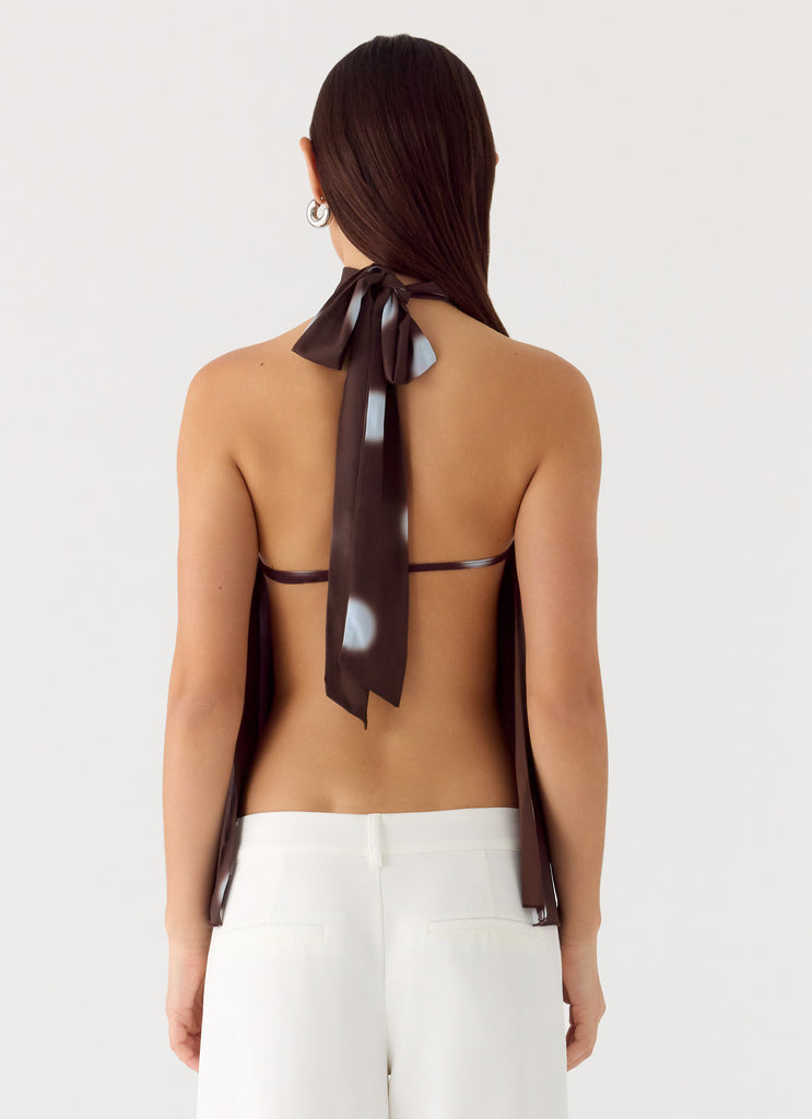 Corrida Backless Top - Chocolate Blue Dot