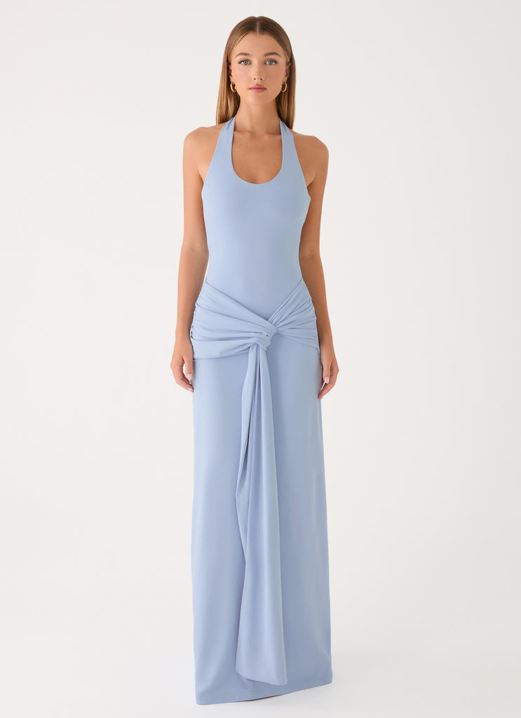 Cristal Halter Maxi Dress - Blue