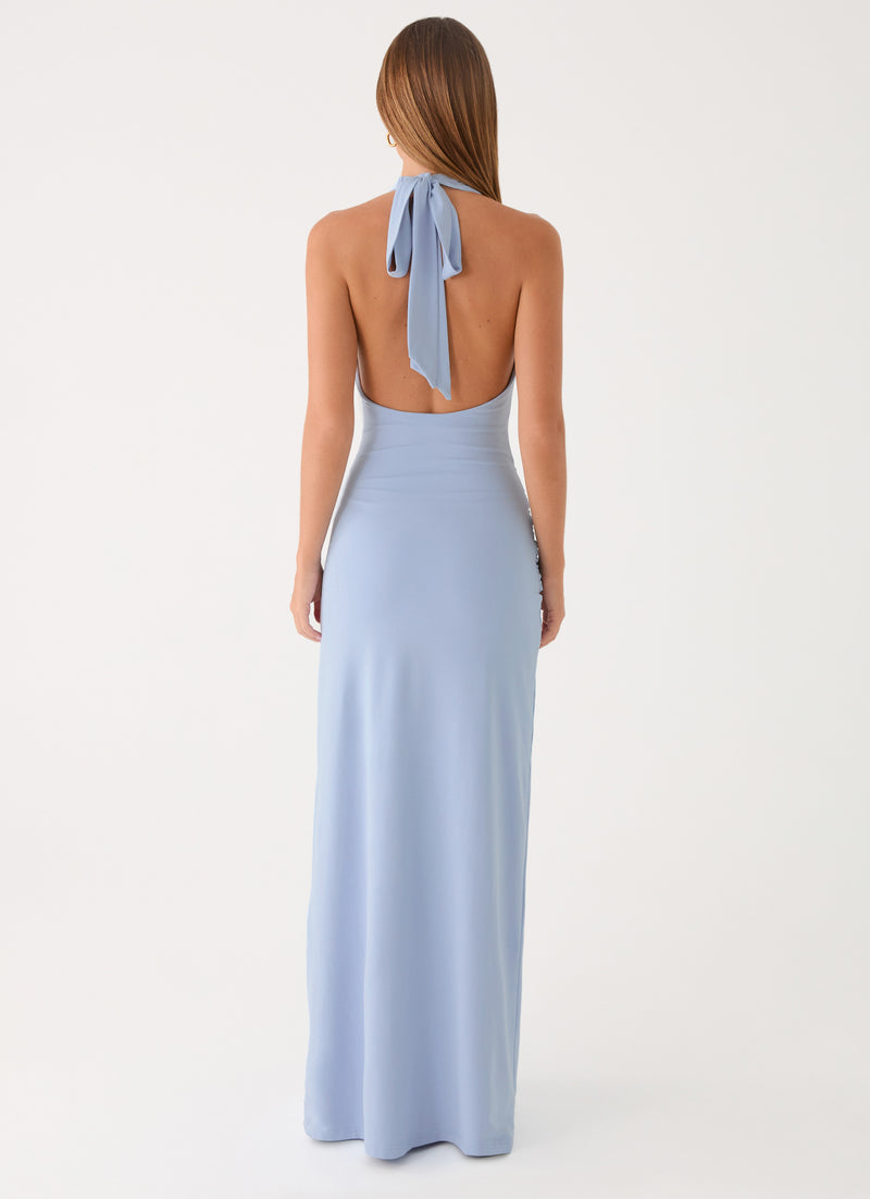 Cristal Halter Maxi Dress - Blue