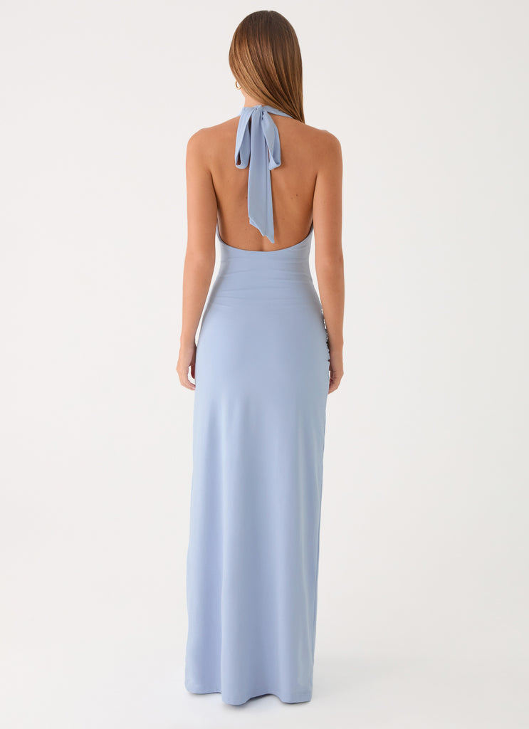 Cristal Halter Maxi Dress - Blue