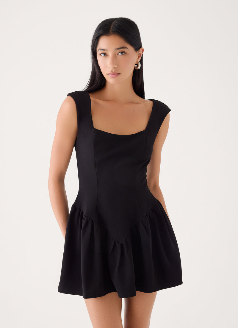 Dark Bloom Mini Dress - Black
