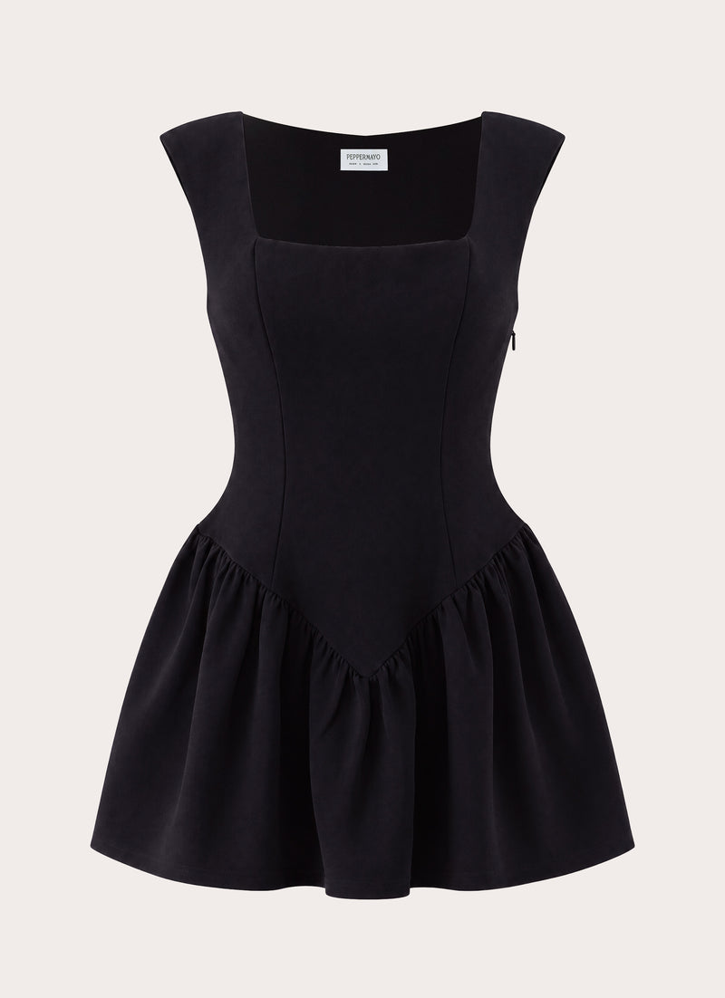 Dark Bloom Mini Dress - Black