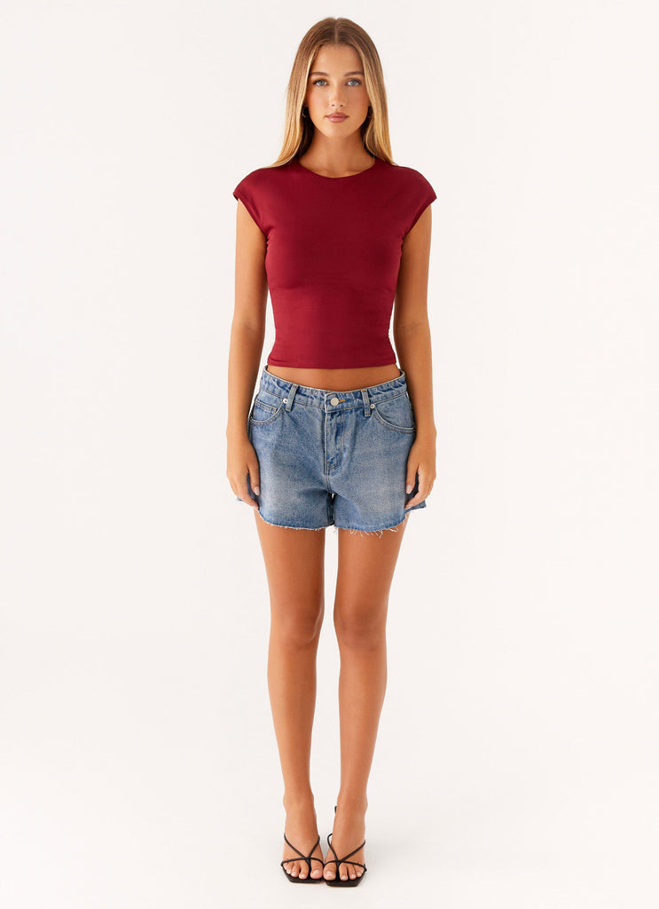 Davie Low Rise Denim Shorts - Blue