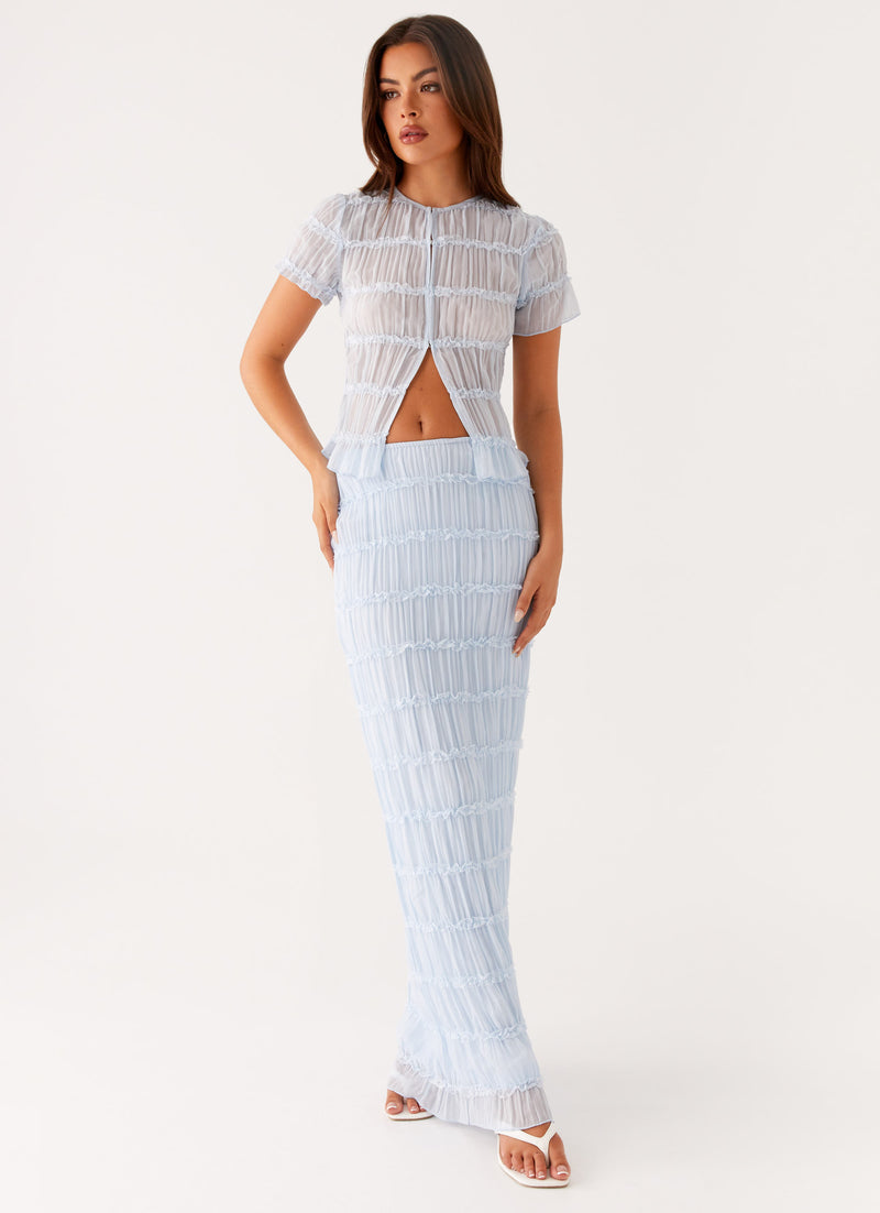 Daydreaming Low Rise Maxi Skirt - Blue