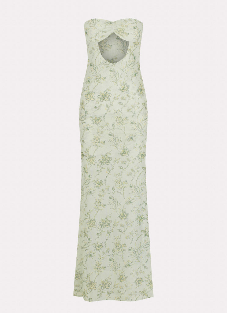 Womens Dearest Maxi Dress in the colour Sage Floral in front of a light grey background