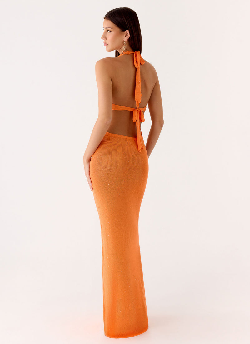Delfina Cowl Knit Maxi Dress - Orange