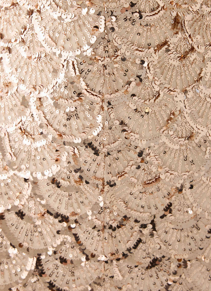 Deline Embellished Halter Mini Dress - Gold