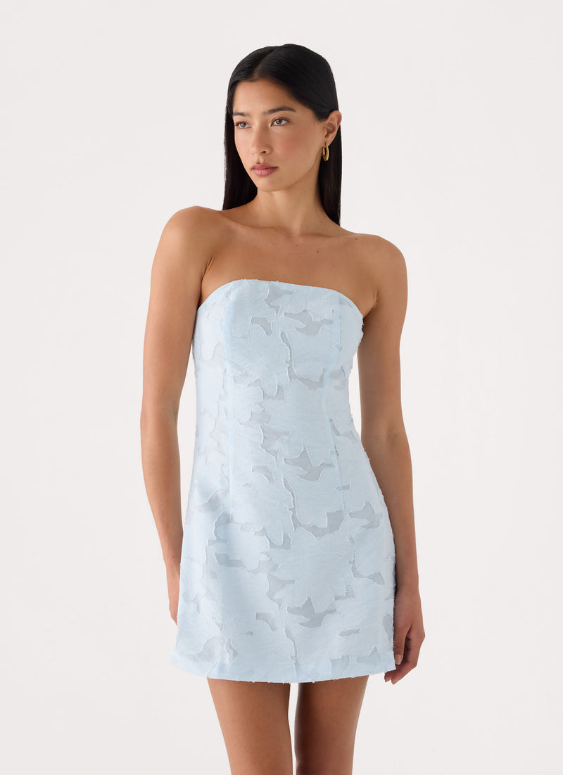Della Lace Strapless Mini Dress - Blue