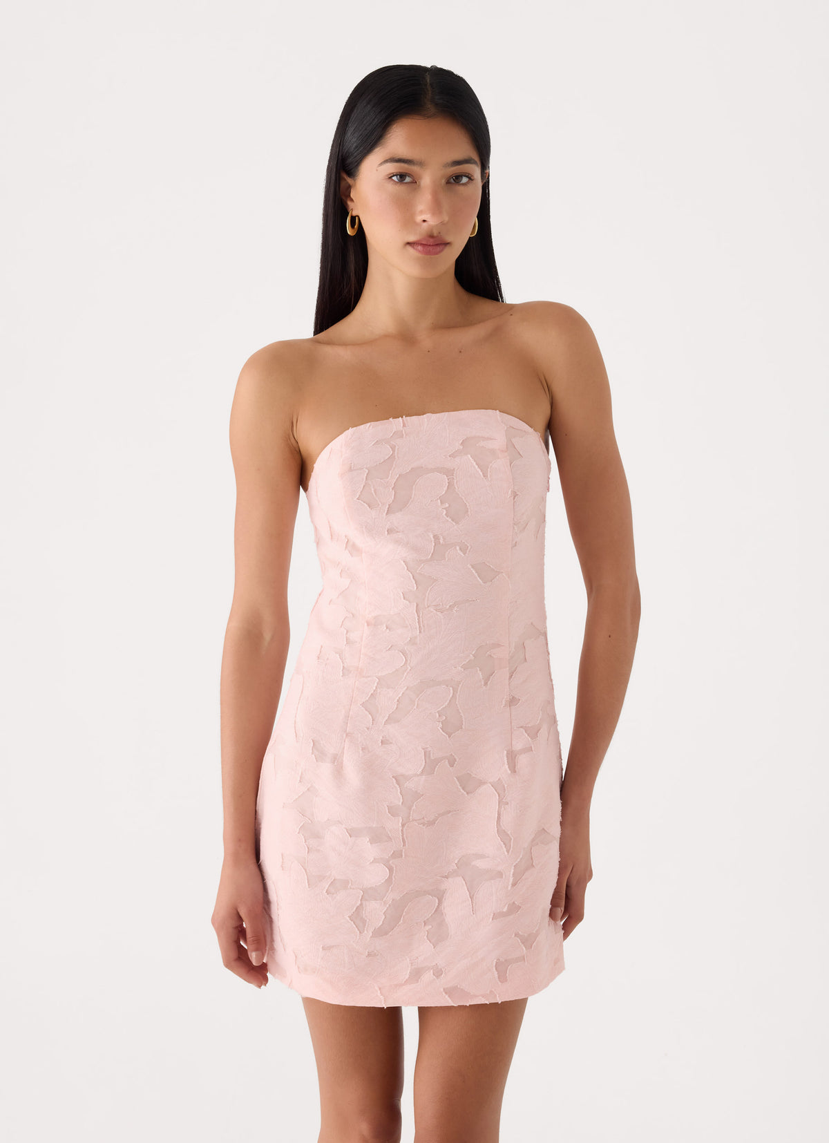 Della Lace Strapless Mini Dress - Pink