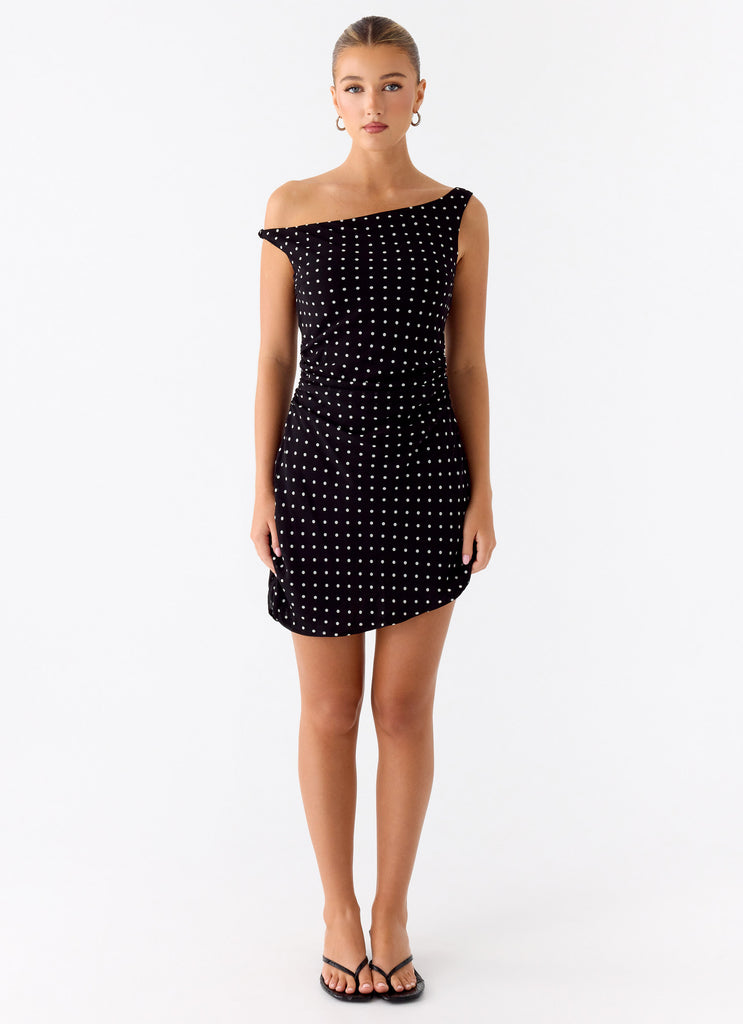 Delusional Mini Dress - Black Polkadot