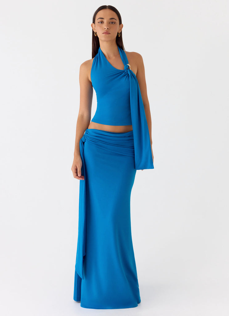 Blue Two Piece Skirt Sets
