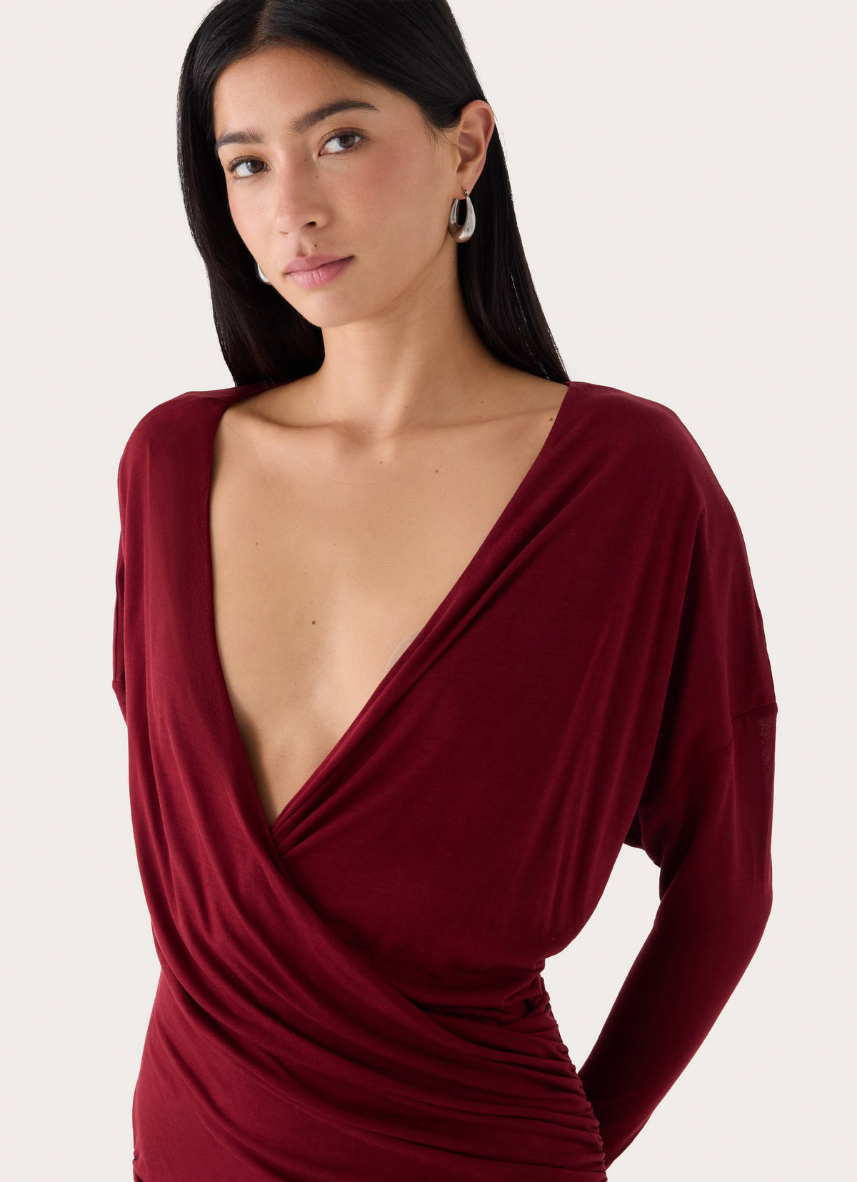 Devlon Long Sleeve Mini Dress - Maroon