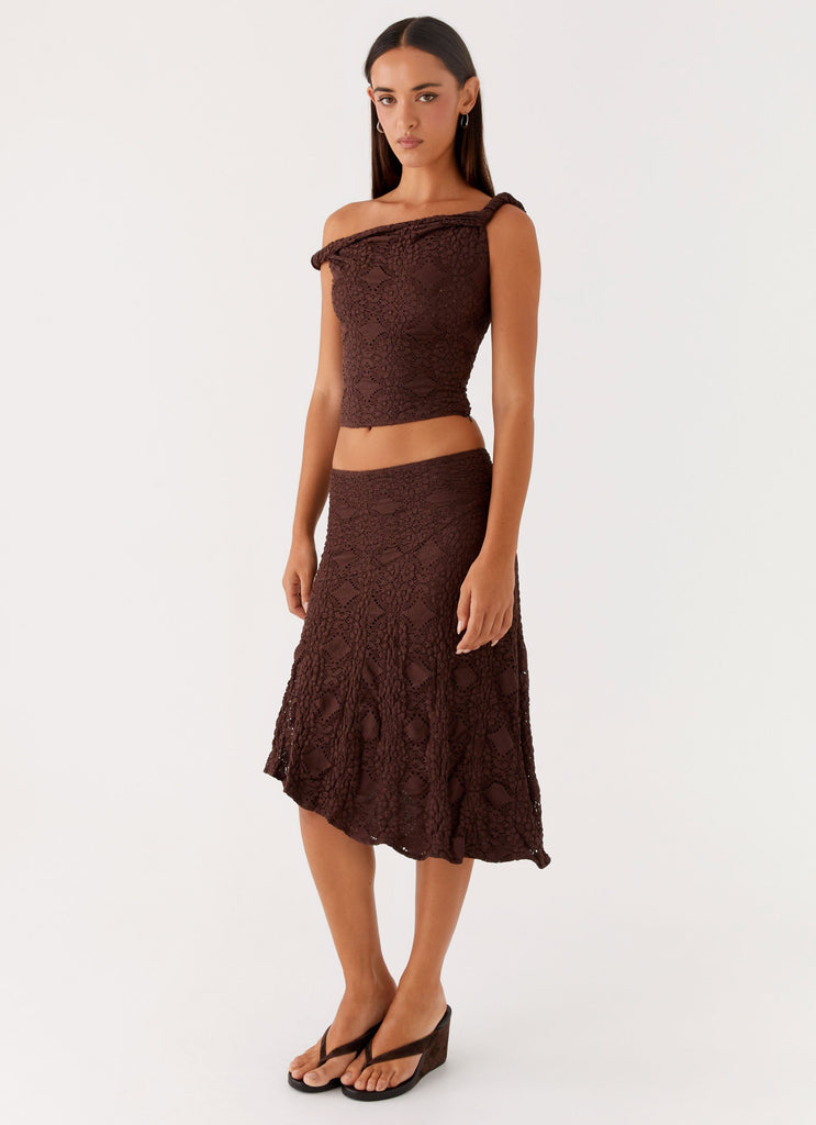 Diamond Sky Midi Skirt - Chocolate