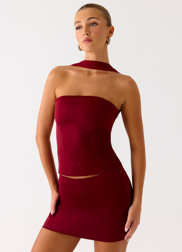 Do It Again Mini Skirt - Dark Cherry