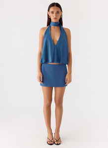 Do It Again Mini Skirt - Washed Navy