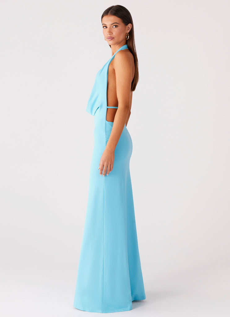 Driftwood Cowl Maxi Dress - Turquoise