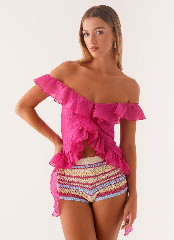 Dylan Off Shoulder Top - Fuchsia