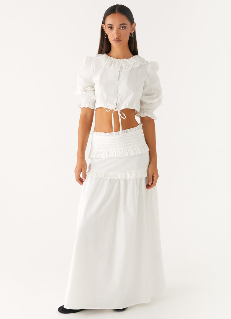 Effortless Tiered Maxi Skirt - White