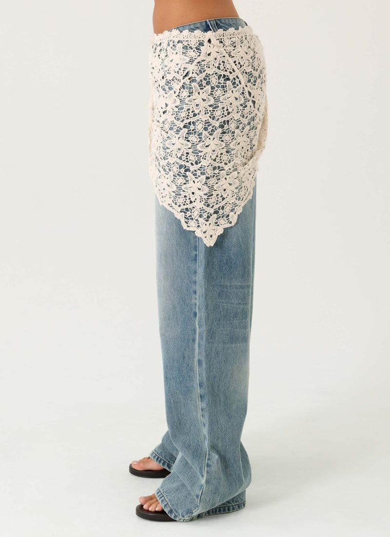Elaris Scarf Low Rise Denim Jeans - True Denim