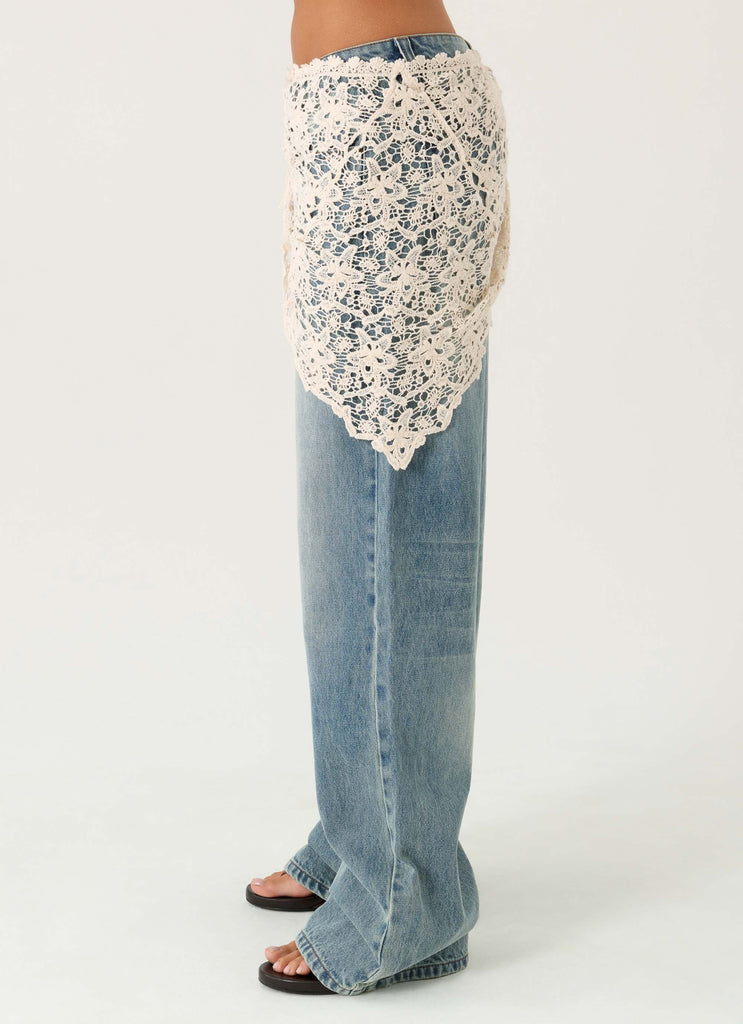 Elaris Scarf Low Rise Denim Jeans - True Denim