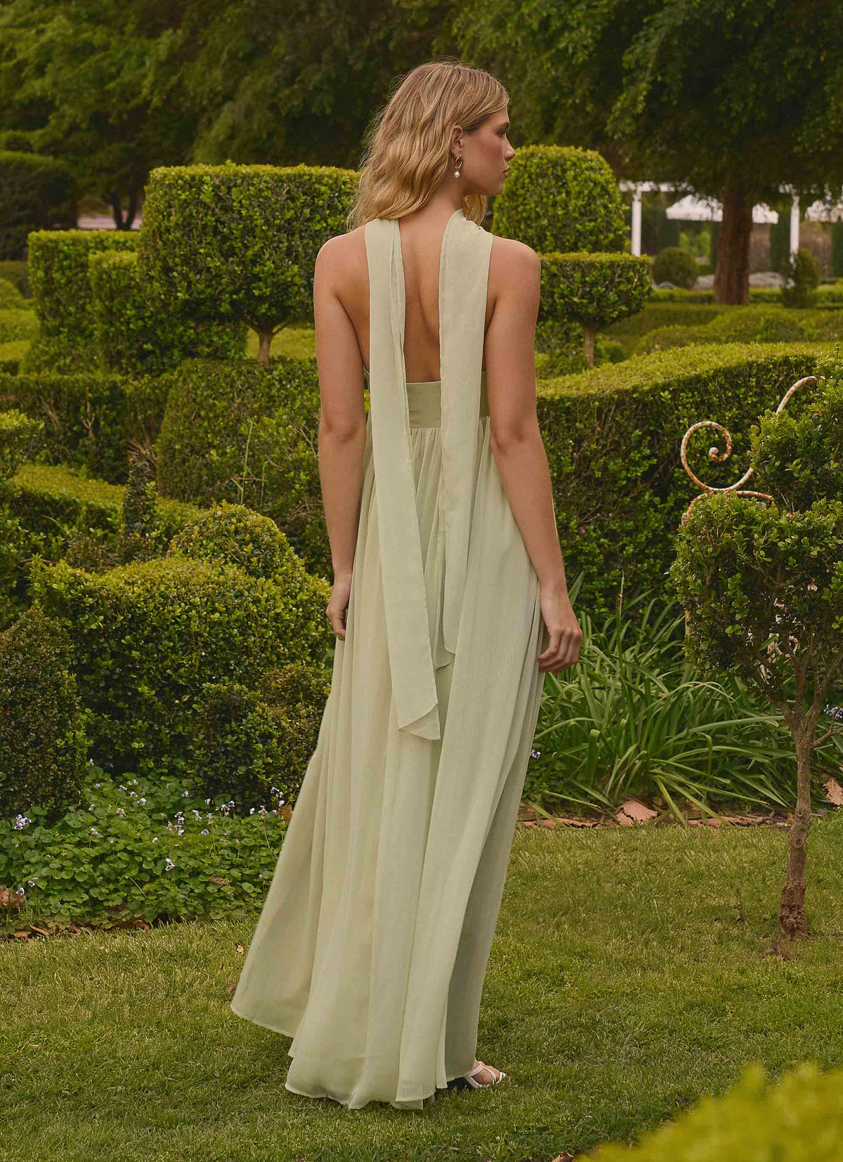 Elarose Scarf Maxi Dress - Soft Lime