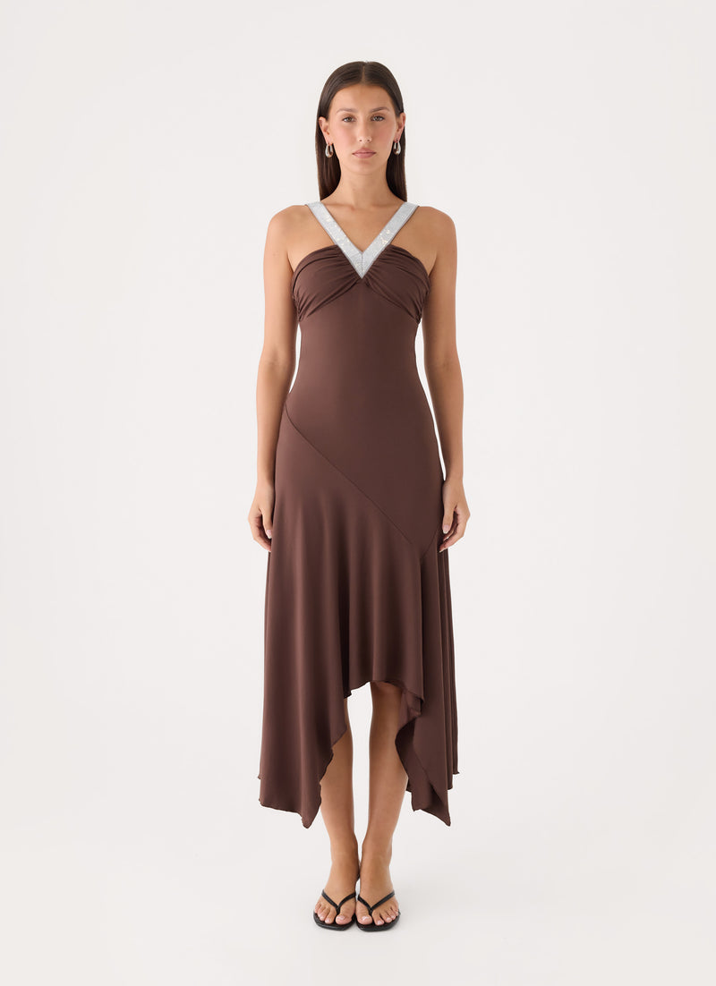 Elixia Midi Dress - Chocolate