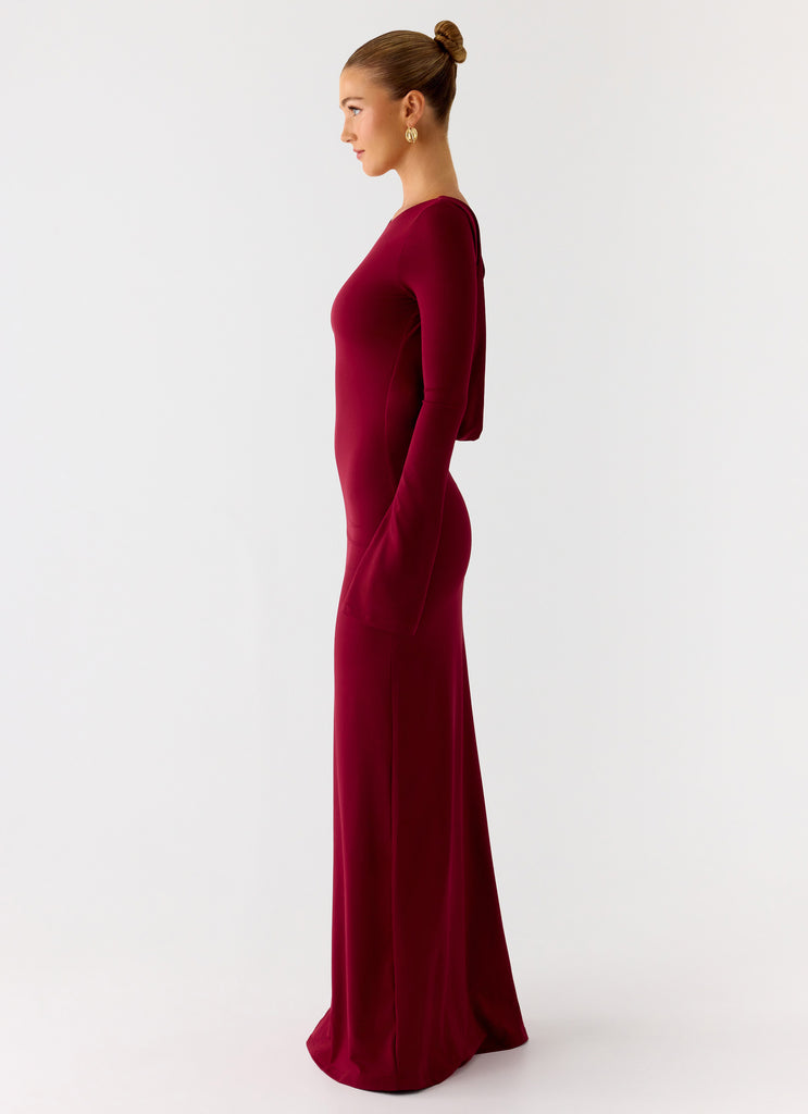 Elmont Long Sleeve Maxi Dress - Dark Cherry