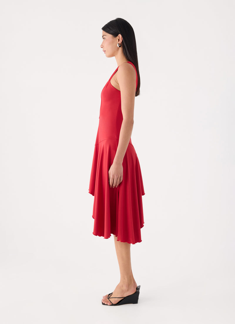 Eluna Midi Dress - Chilli Red