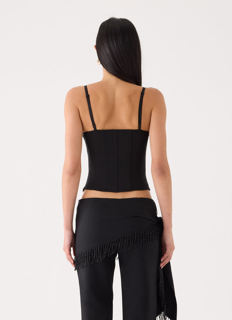 Emmaleigh Removable Strapless Mesh Corset Top - Black