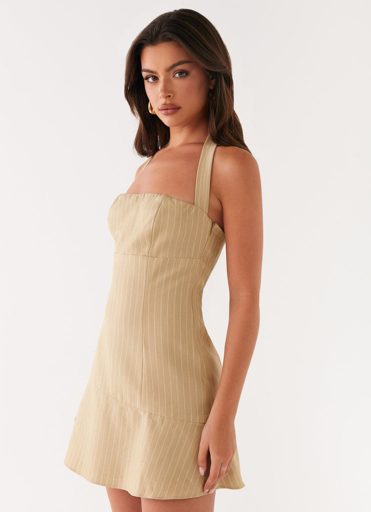 Erica Mini Dress - Beige Stripe