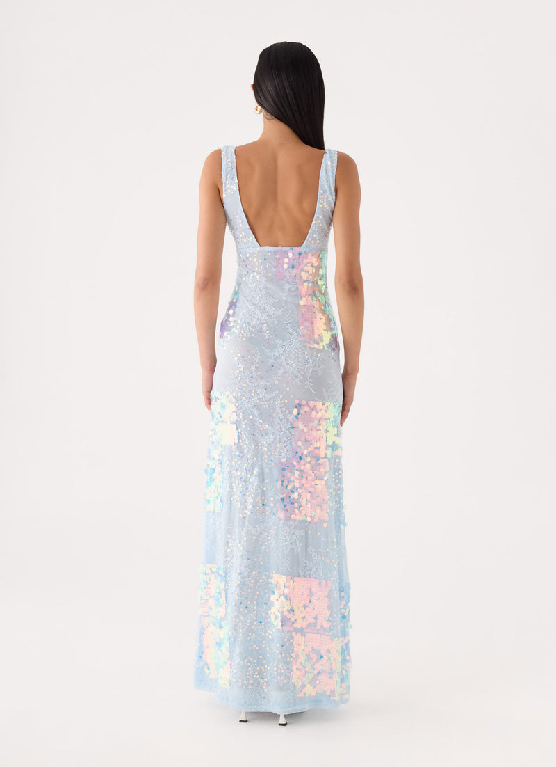 Erinah Sequin Maxi Dress - Blue