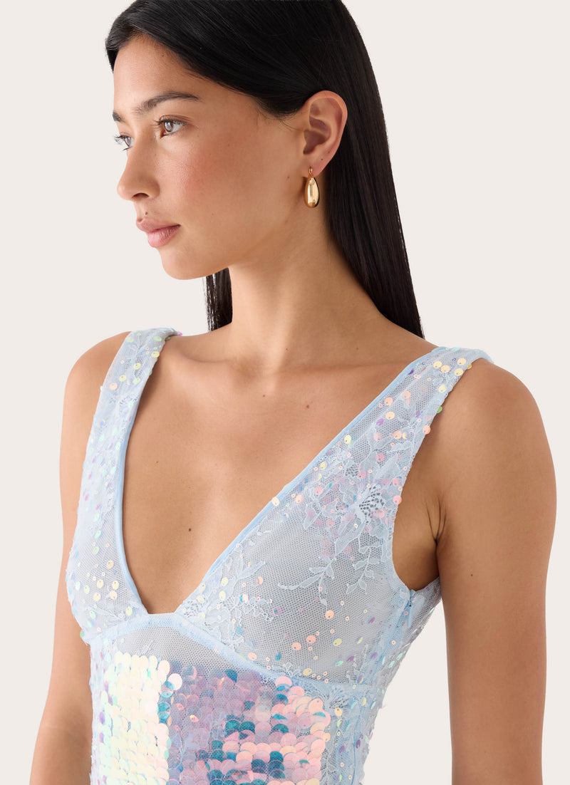 Erinah Sequin Maxi Dress - Blue