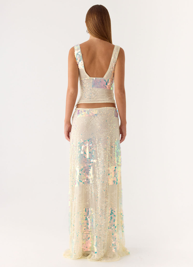 Erinah Sequin Maxi Skirt - Yellow