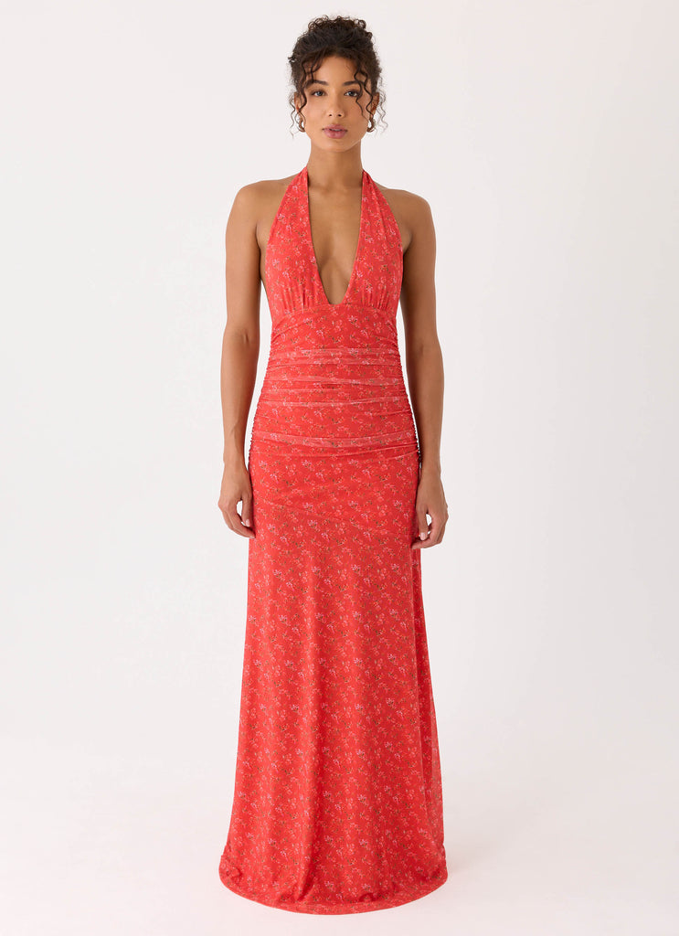 Esme Maxi Dress - Magenta Red Rose
