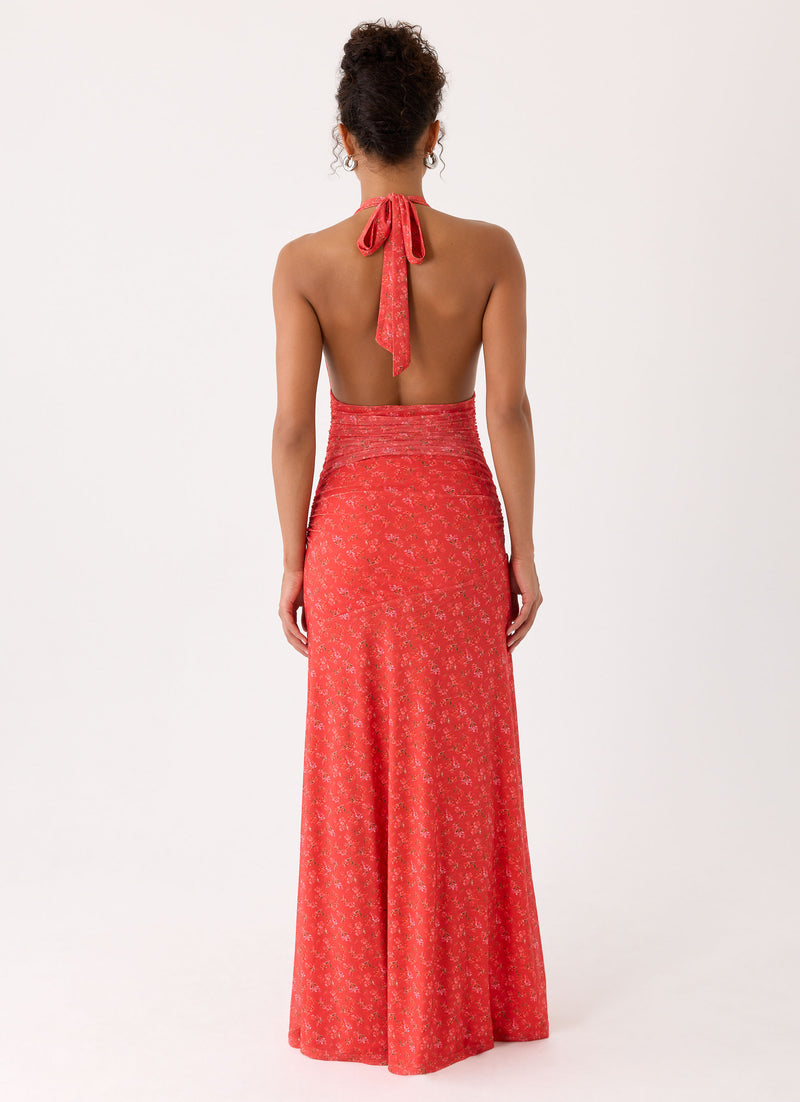 Esme Maxi Dress - Magenta Red Rose