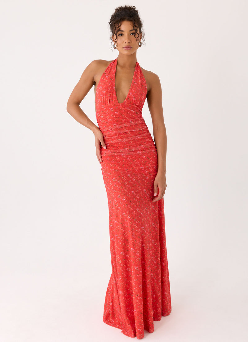 Esme Maxi Dress - Magenta Red Rose