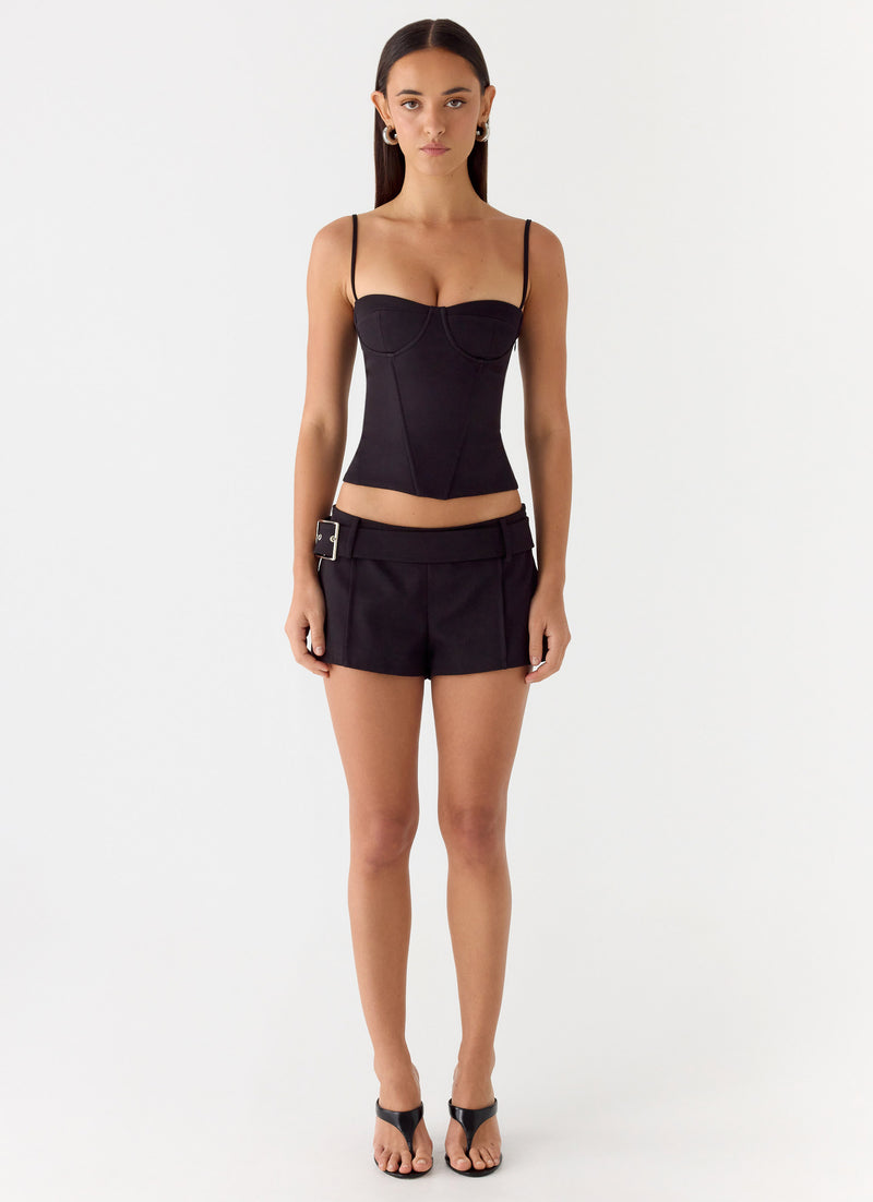 Favourite Moment Belt Mini Shorts - Black